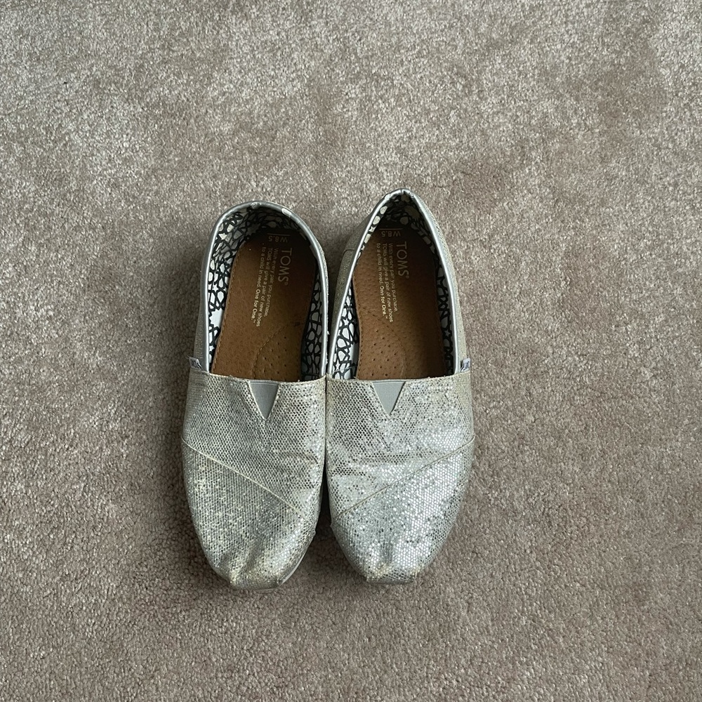 Toms slip ons silver size 8.5
